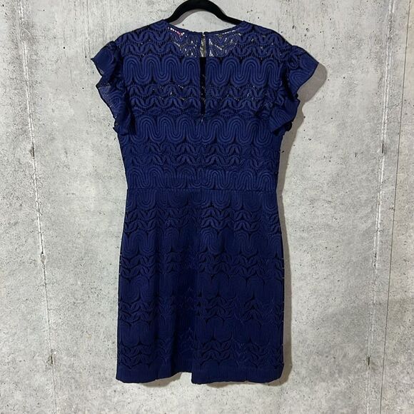 Trina Turk Lace Navy Elegant Dress Women’s Size 10 Medium Wedding Cocktail - Picture 6 of 8